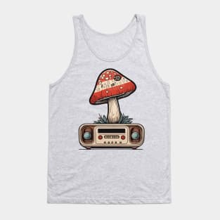 Vintage Radio And Red Muchroom Tank Top